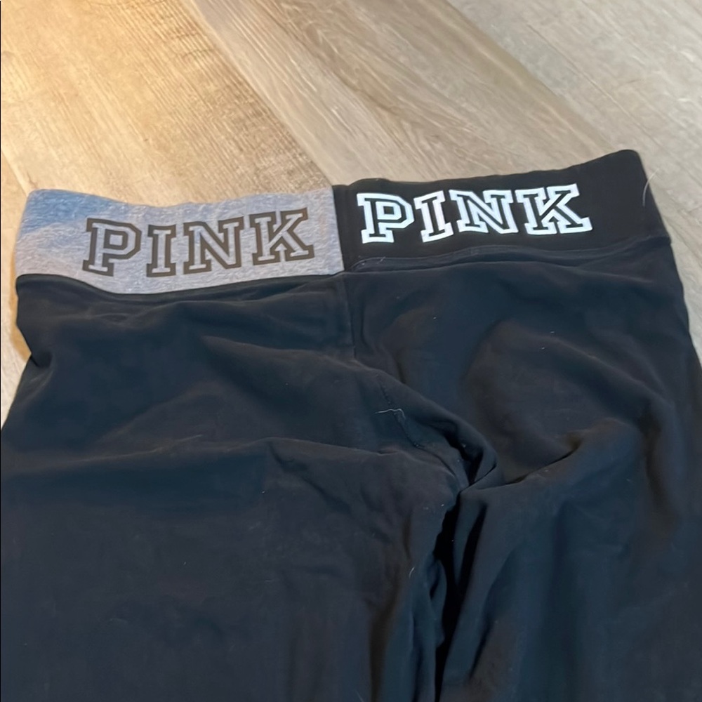 PINK Victoria's Secret Black Leggings with Fold-Over Waistband